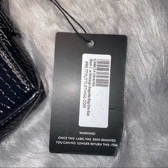 Black Croc Rectangle Baguette Bag - Picture 5 of 5